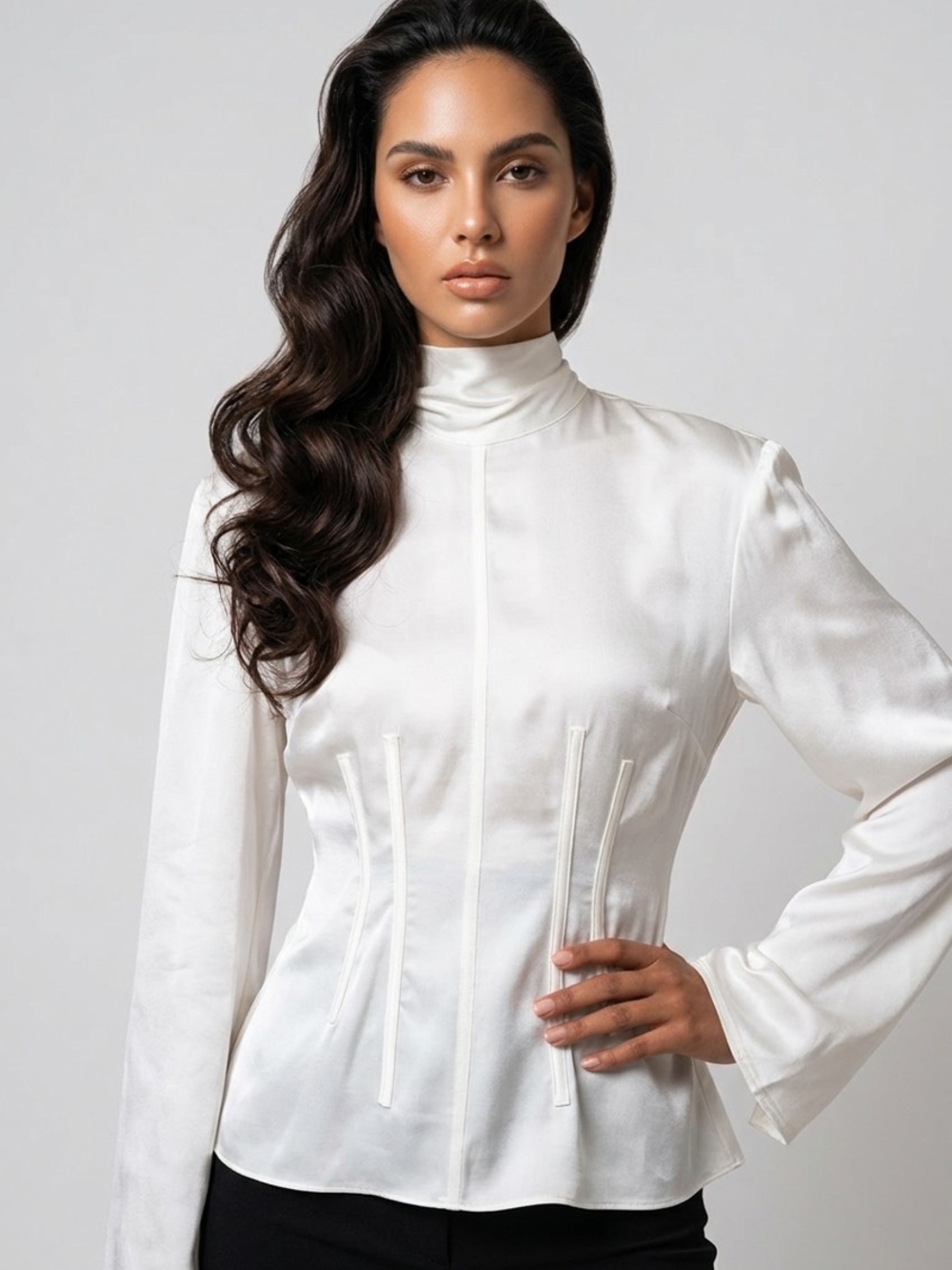 Stella McCartney Ivory Satin Blouse with Care-Label Detail